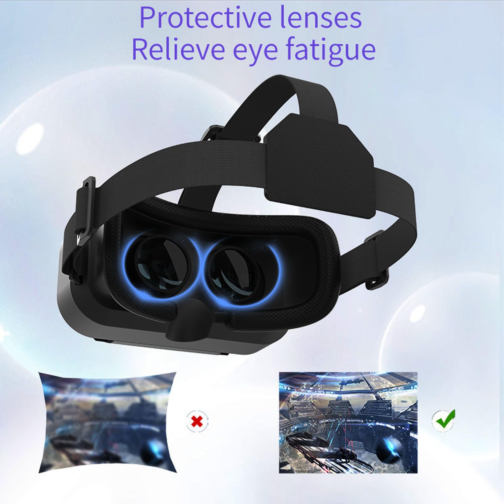 Auricolare VR per 4,7 a 7 in Telefono, Virtual Reality 3D Glasses VR Smart VR Goggles per Film di Giochi per Cellulari, da 58,5 a 70,5 Mm IPD Regolabile, per Persone con Miopia