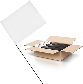 White Marking Flags 100 Pack - 4x5-Inch Flag on 15-Inch Steel Wire - Dog Training Yard Flags, Marker Flags for Lawn, Irrigation Flags, Landscape Flags, Sprinkler Flags, Dog Fence Flags