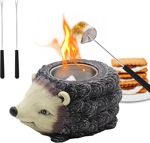 Chimenea de mesa, mini hoguera de hormigón, bonita chimenea personal de tortuga y erizo para uso en interiores y exteriores.