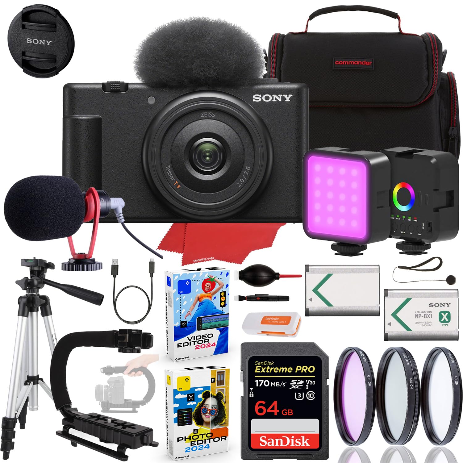 Amazon.com : Sony ZV-1F Vlogging Camera (Black) Bundle + Accessory