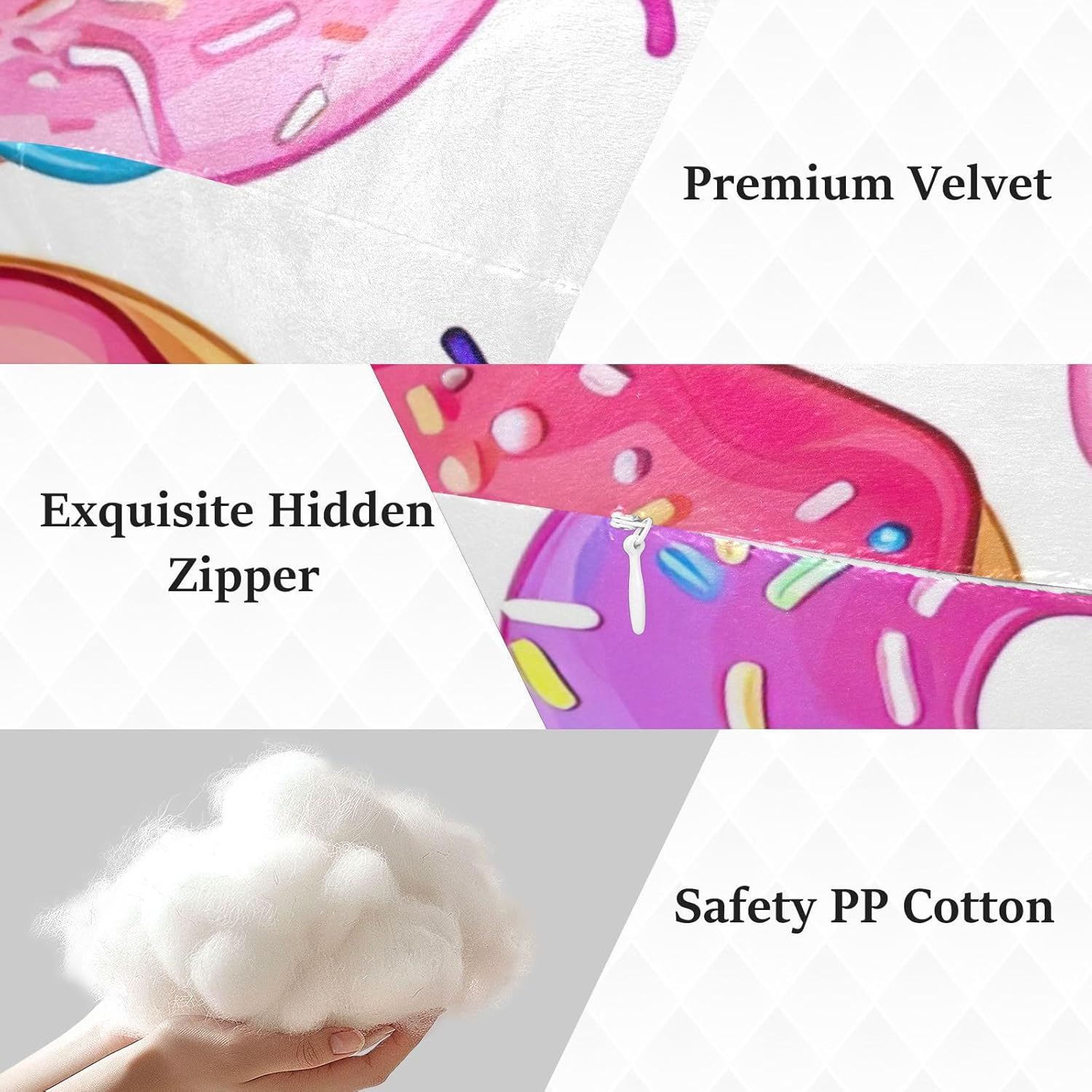 Donuts1 Human-Shaped Pillow Soft Body Pillows Washable Velvet Pillows for Anxiety Relief Sleeping Cuddling & Support