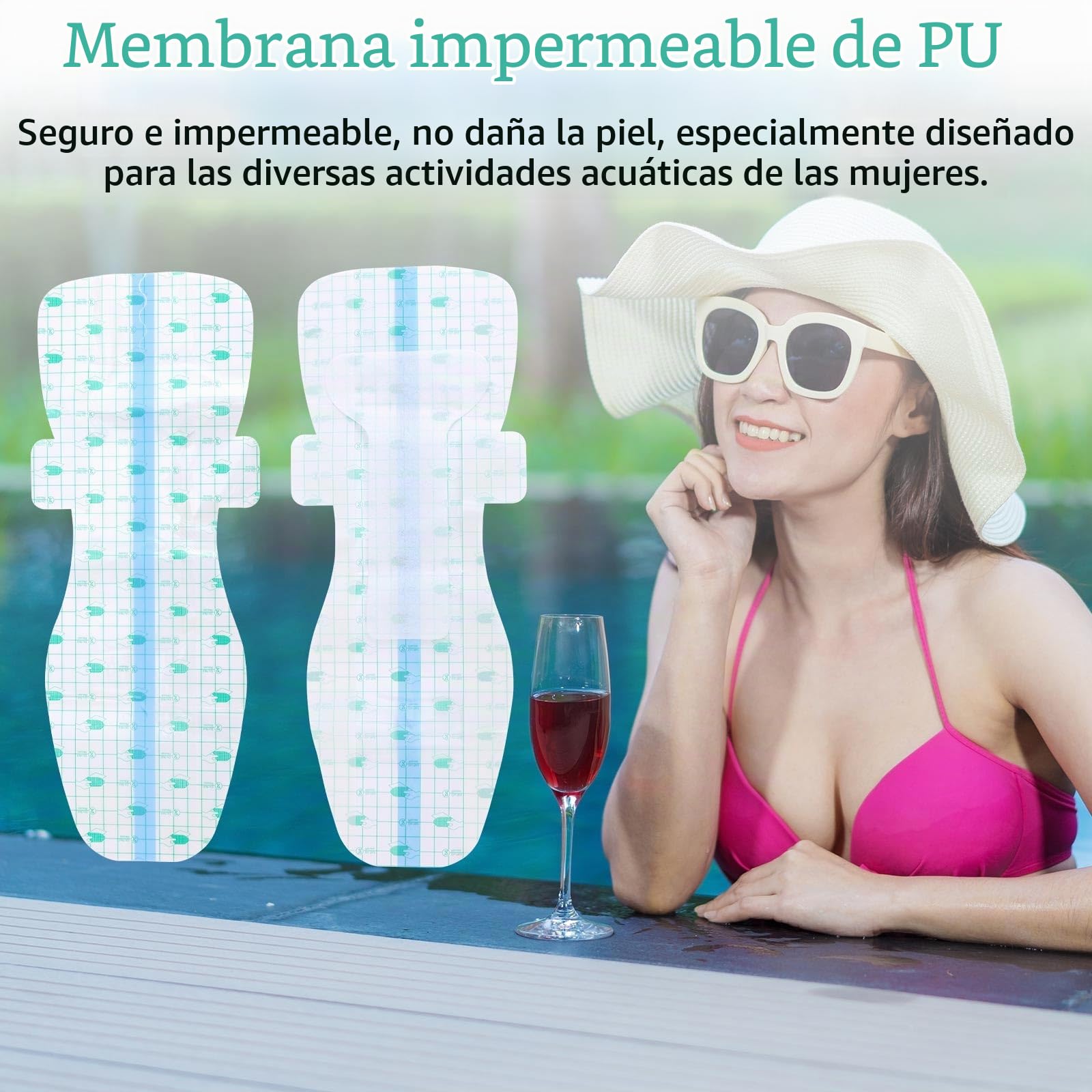 lasuroa 10 Uds Compresas Impermeables Nadar para Mujer, Parches Protectores Impermeables Privados Suaves con la Piel Compresas Nadar para Mujeres