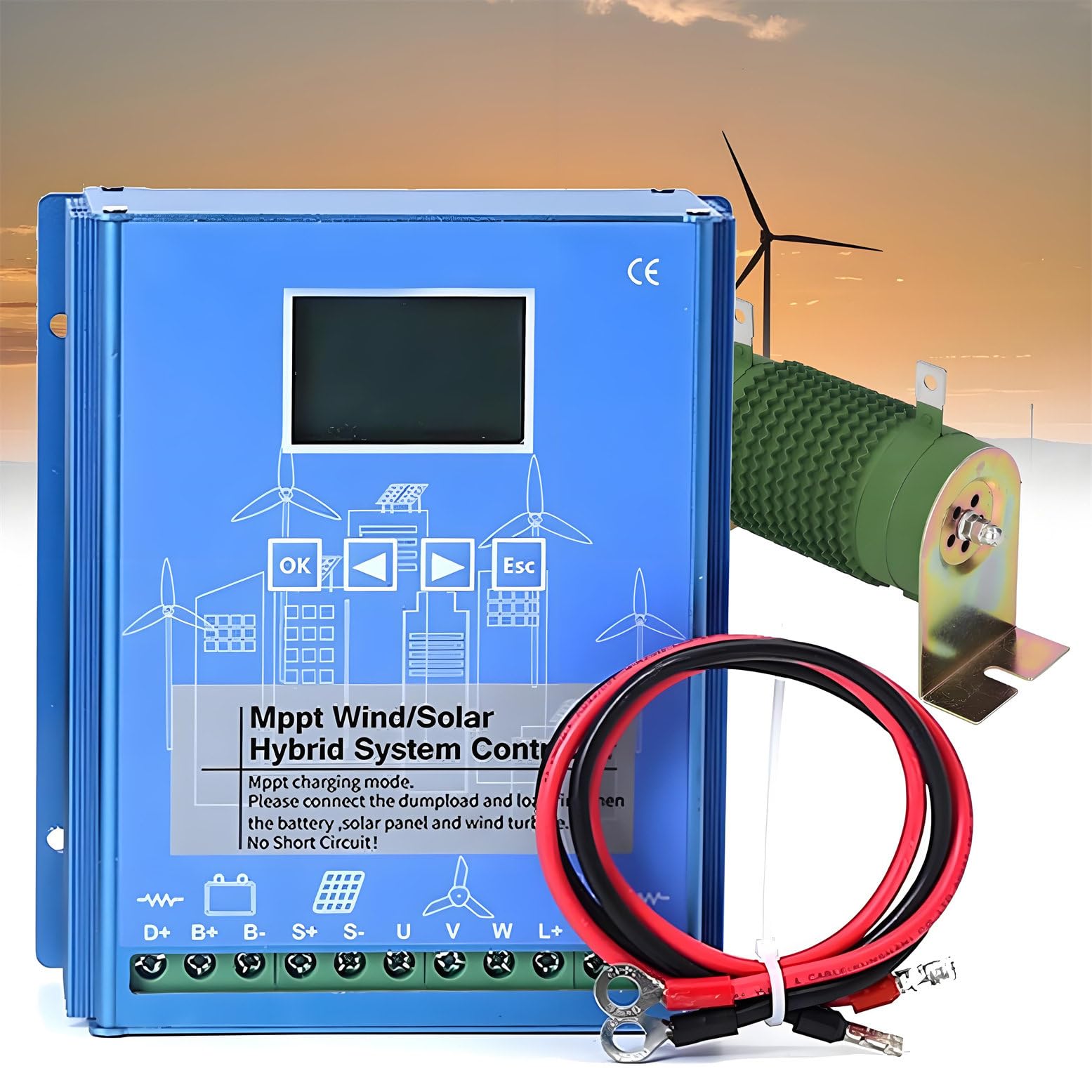 Regolatore di carica ibrido con MPPT Boost, display LCD e carico di scarico per sistemi solari eolici in casa e illuminazione stradale