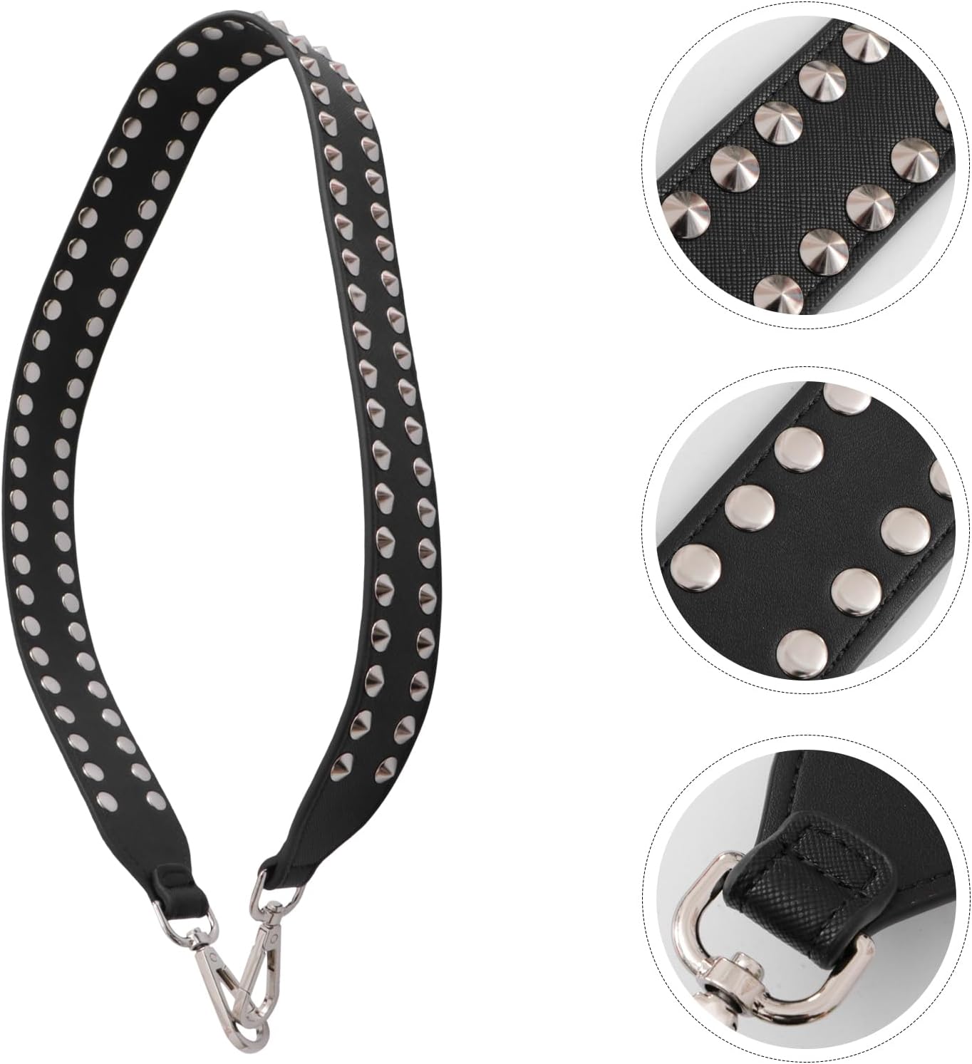 Healifty Wide Leather Bag Strap with Studded Cross Body Handbag Purse Orta