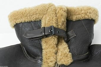 Mens B3 Bomber RAF Aviator Flight Real Shearling Fur Black Pilot Sheepskin Real Leather Jacket
