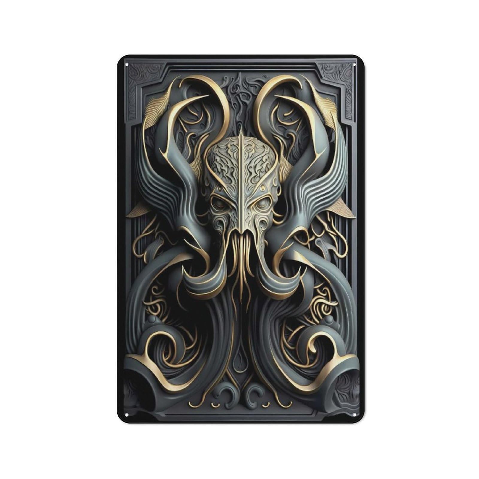 Junmoney Style-24 Tin Wall Plaque 30X20cm With Monster Cthulhu Art Deco For Workshop Wall, With Clear Retro Wall Decor Character