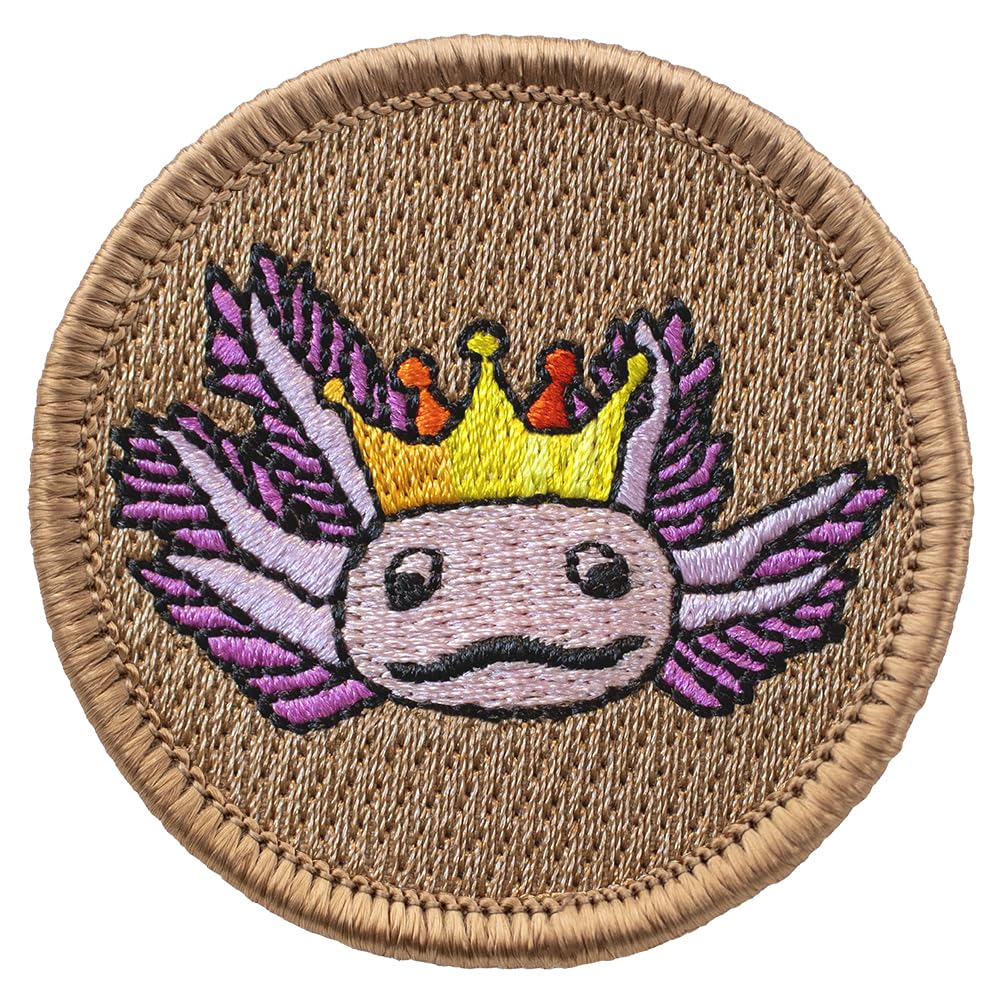 PATCHTOWNPatchtown Axolotl King Patrol Patch - 2" Diameter Round Embroidered Patch (Sew-on)