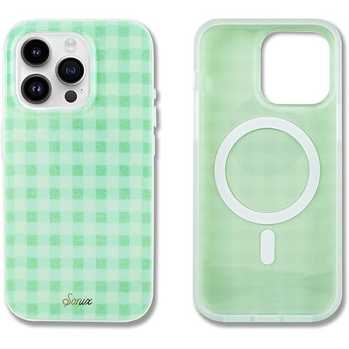 Sonix Case for iPhone 15 Pro Max | Compatible with MagSafe | 10ft Drop Tested | Minty Gingham