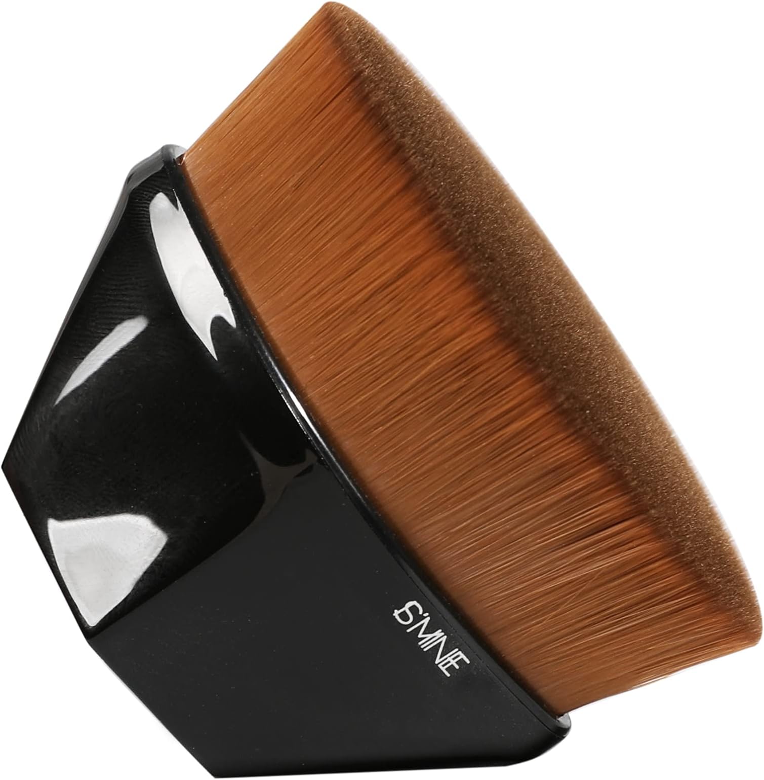 ISMINE Foundation Makeup Brush Flat Top Kabuki Hexagon Face Blush Liquid Powder Foundation Brush for Blending Liquid, Cream or Flawless Powder Cosmetics with Bonus Protective Case (Black)