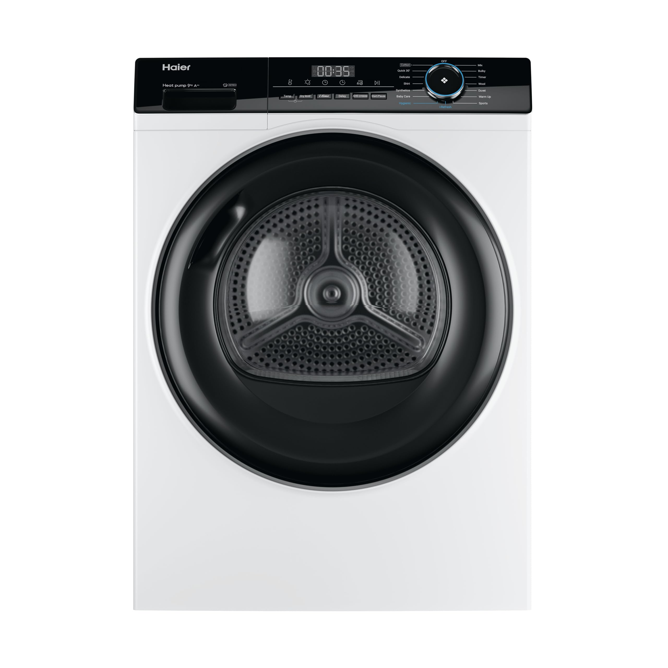 Haier I-Pro Series 3 HD90-A2939 Heat Pump Tumble Dryer, 9kg, White, A++ Energy Class