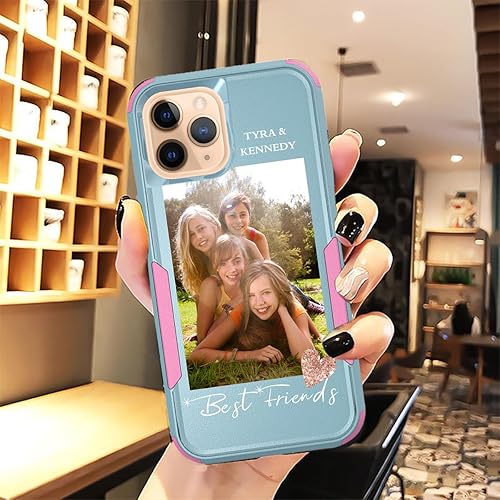Vista 149 de Funda de fotos personalizada para Apple iPhone 11 Pro Max, patrón de collage a cuadros, personalizado para hacer imágenes en gruesa 3 híbrida Rosa