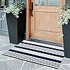 OJIA Front Door Mats Outdoor 2'x3' Striped Front Door Rug Washable Door Mats Cotton Woven Indoor Outdoor Rugs Farmhouse Small Area Rug Layered Doormat for Porch/Entryway/Kitchen/Home Entrance Decor