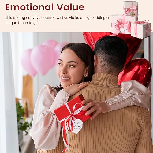 Miniatura 7 de SallyFashion Paquete de 200 etiquetas de regalo con cuerda adjunta, 3 diseños diferentes, etiquetas en blanco y marrón, etiquetas de regalo con