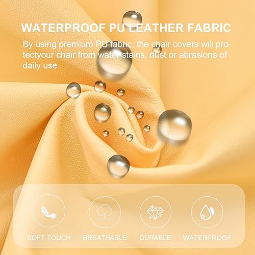 Miniatura 10 de HAOYONG Juego de 6 fundas de asiento para silla, fundas impermeables de poliuretano para sillas de comedor, fundas de cojín impermeables para sillas