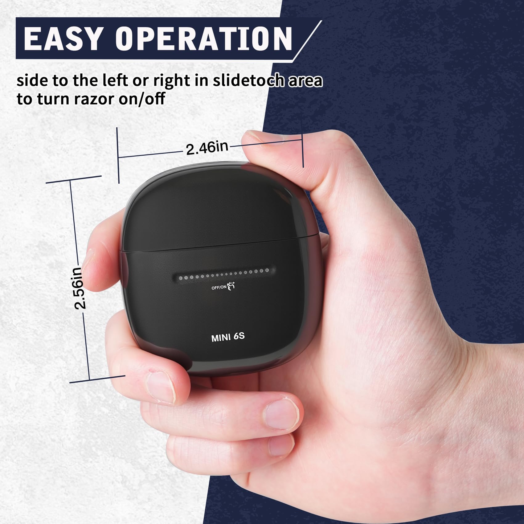 Mini Electric Shaver, Portable Electric Razor for Men, IPX7 Waterproof Face Shavers with Slide Touch Form Switch, Cordless Magnetic Shaving Double Head, USB-C Fast Rechargeable Travel Shaver