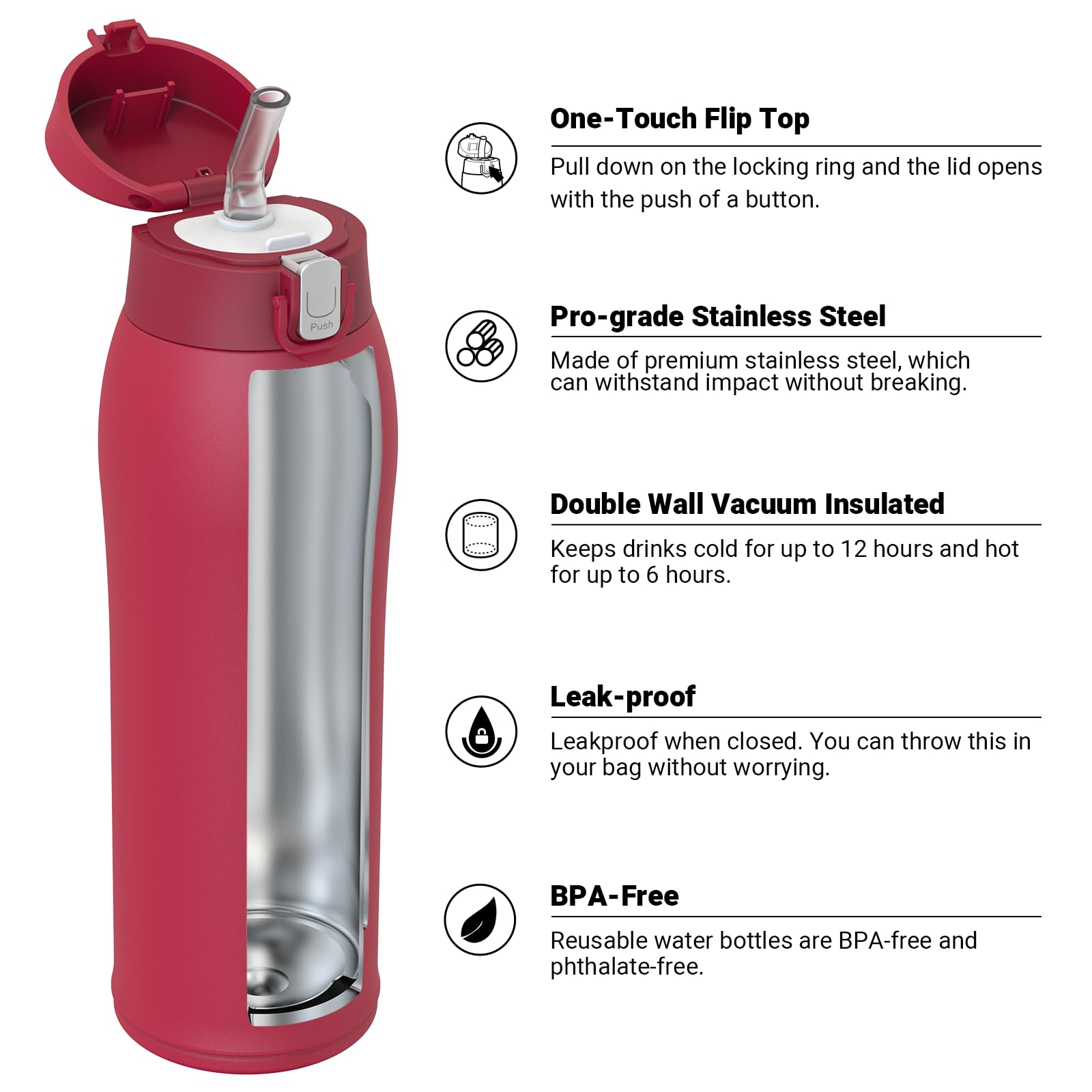 Super Sparrow Borraccia Termica Cannuccia, Borraccia in Acciaio Inox - 350ml, 500ml, 750ml, 950ml - Senza BPA Tazza Borracce Termiche, Bottiglia Termica per Bambini, Scuola, Sportiva