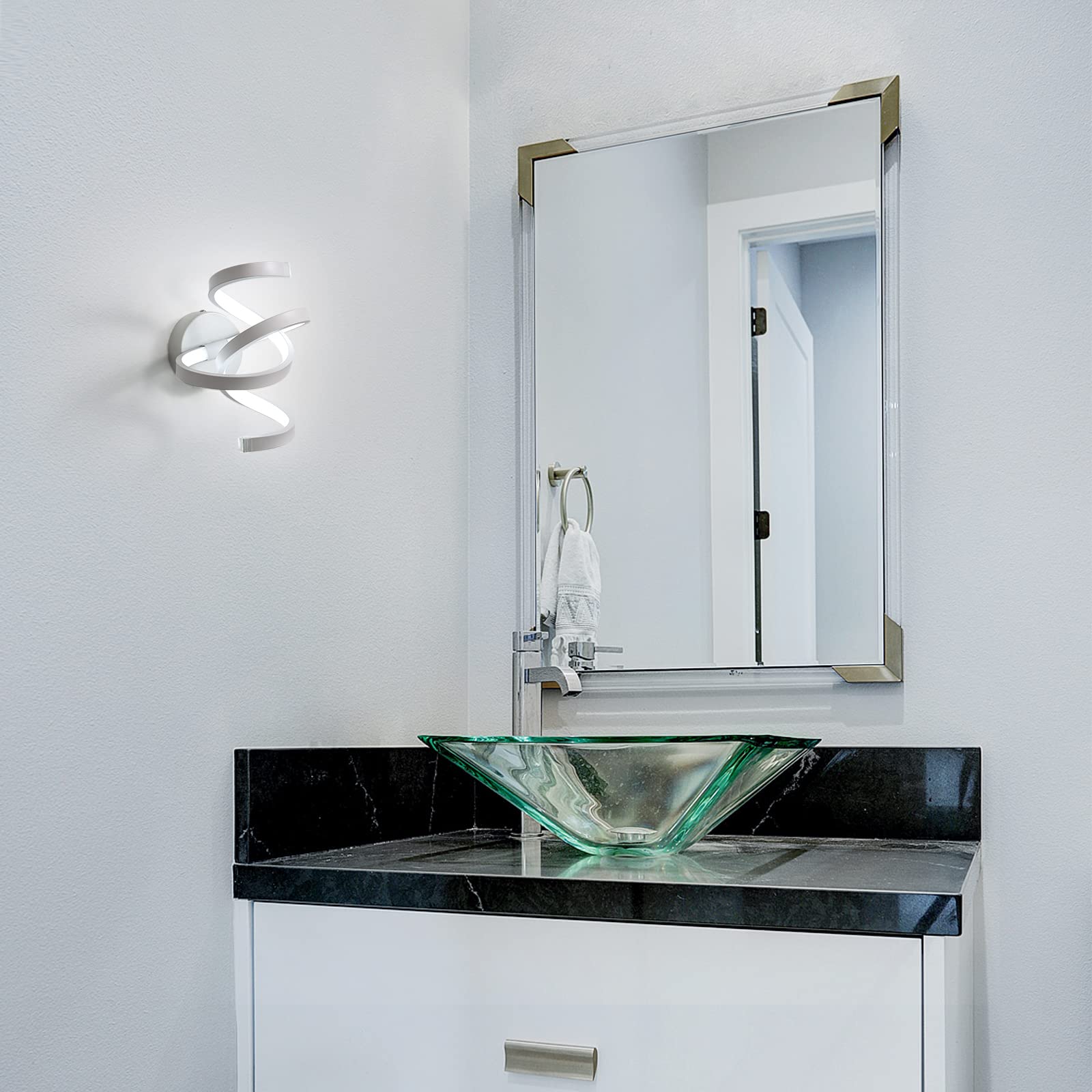 Tealight Applique da Parete Interno, Moderno 20W 2200LM LED Bianco Freddo, Lampade a Muro a Spirale in Acrilico, per Comodino, Sfondo TV Soggiorno Studio