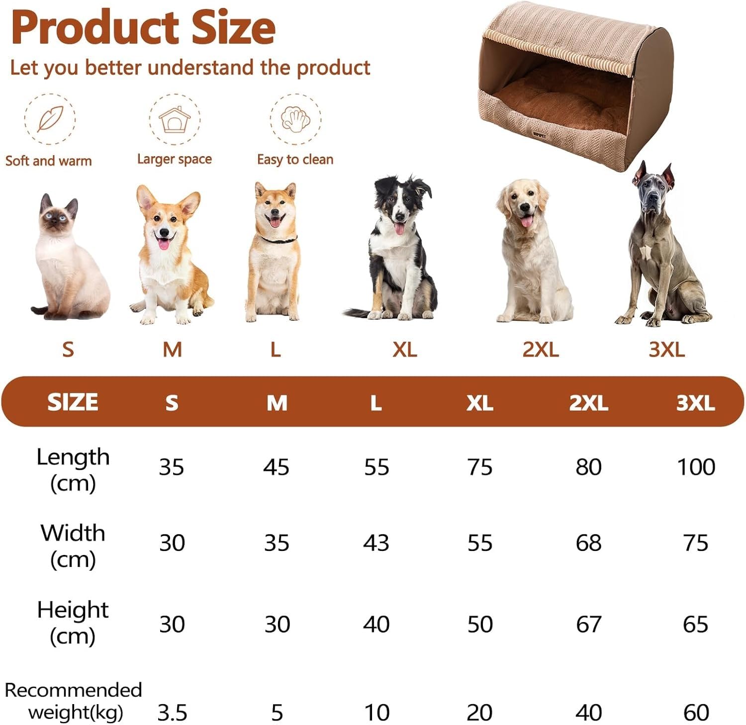 Cuccia for Cani, Lavabile in Peluche for Gatti, da Interno, Calda E Accogliente(B,Medium)