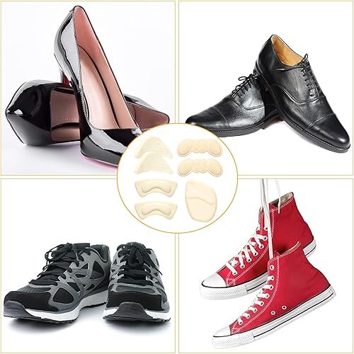 Miniatura 6 de 12 pares de almohadillas de talón alto para relleno de zapatos, insertos de relleno de dedos ajustables, plantillas frontales, empuñaduras de talón