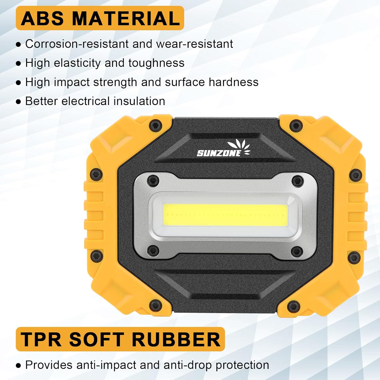 Sunzone LED Work Light, Rechargeable Magnetic Flood Lights with Stand, Waterproof Portable Job Site Lighting for Camping, Fishing, Hiking, Car Inspection with Emergency Mode (2 Pack) - Image 4