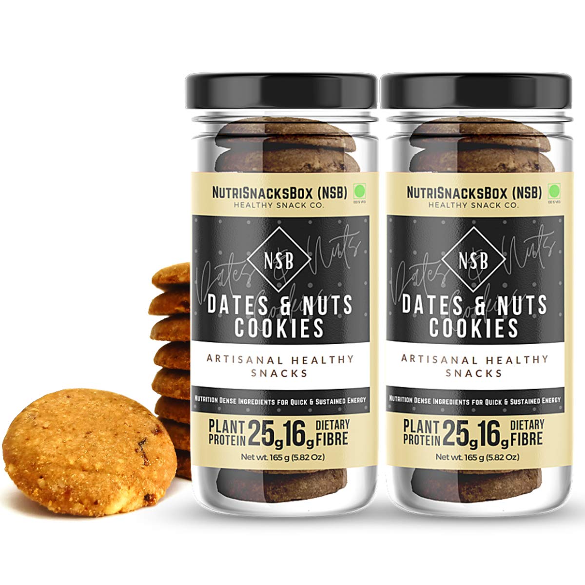 Nutrisnacksbox Healthy Dates & Dry Fruit Nuts Cookies, 300g (Pack of 2 x 150g) | Dates, Almonds, Cashews | No Added Sugar & Maida | Healthy Snacks for Kids (B0926XMVGD) Amazon Price History, Amazon Price Tracker