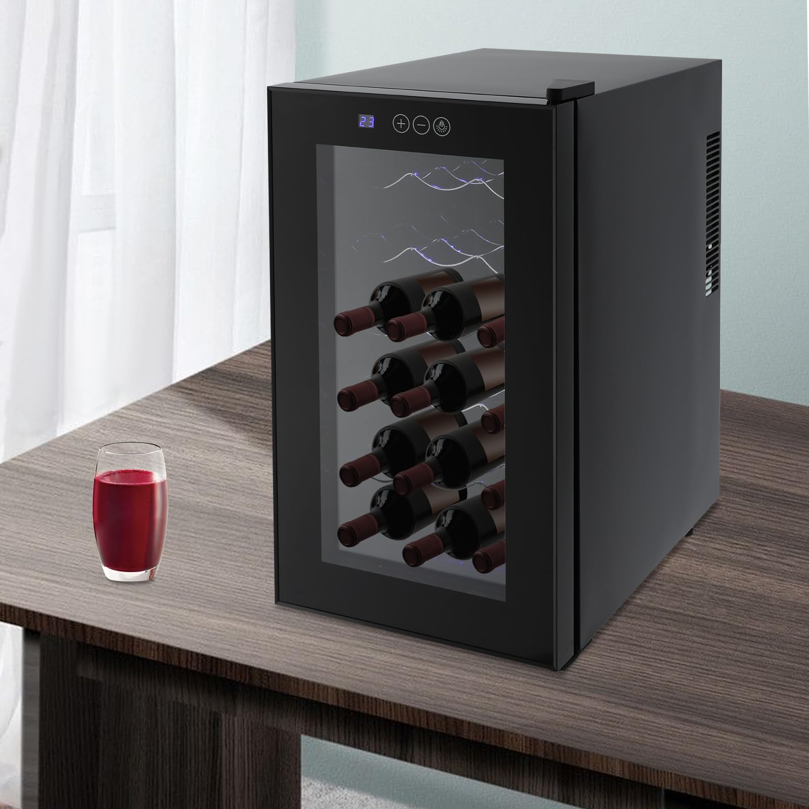 Frigorifero per vino, 18 bottiglie, 46 l, con porta in vetro