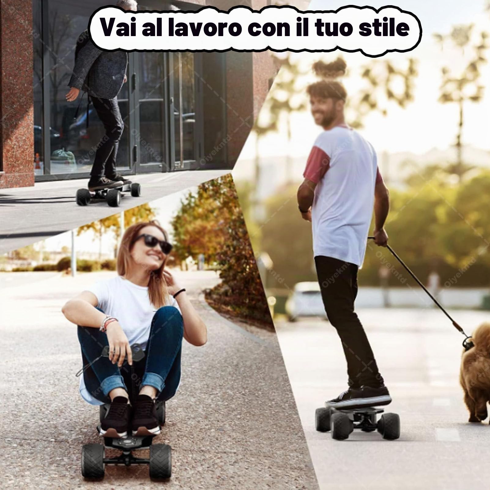 Skateboard elettrici con Telecomando, 4 modalità di velocità, velocità Massima 25 km/h, autonomia Massima 15 km, Longboard Elettrico in Acero a 7 Strati per Principianti Adulti, pendolarismo