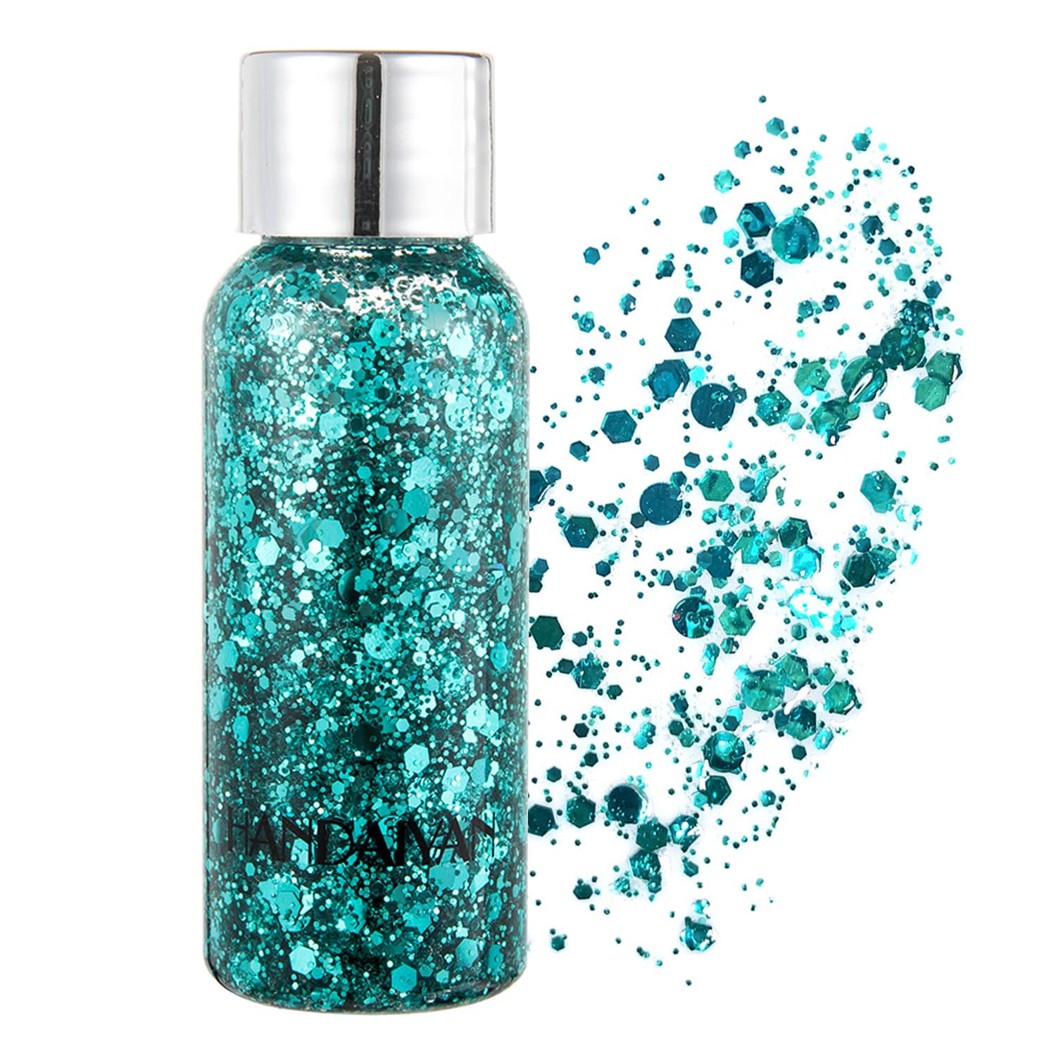 GL-Turelifes Lentejuelas de sirena con purpurina líquida, sombra de ojos, gel para el cuerpo, festival, purpurina, cosméticos, para el pelo, maquillaje de larga duración, brillo de 30 g (04# verde)