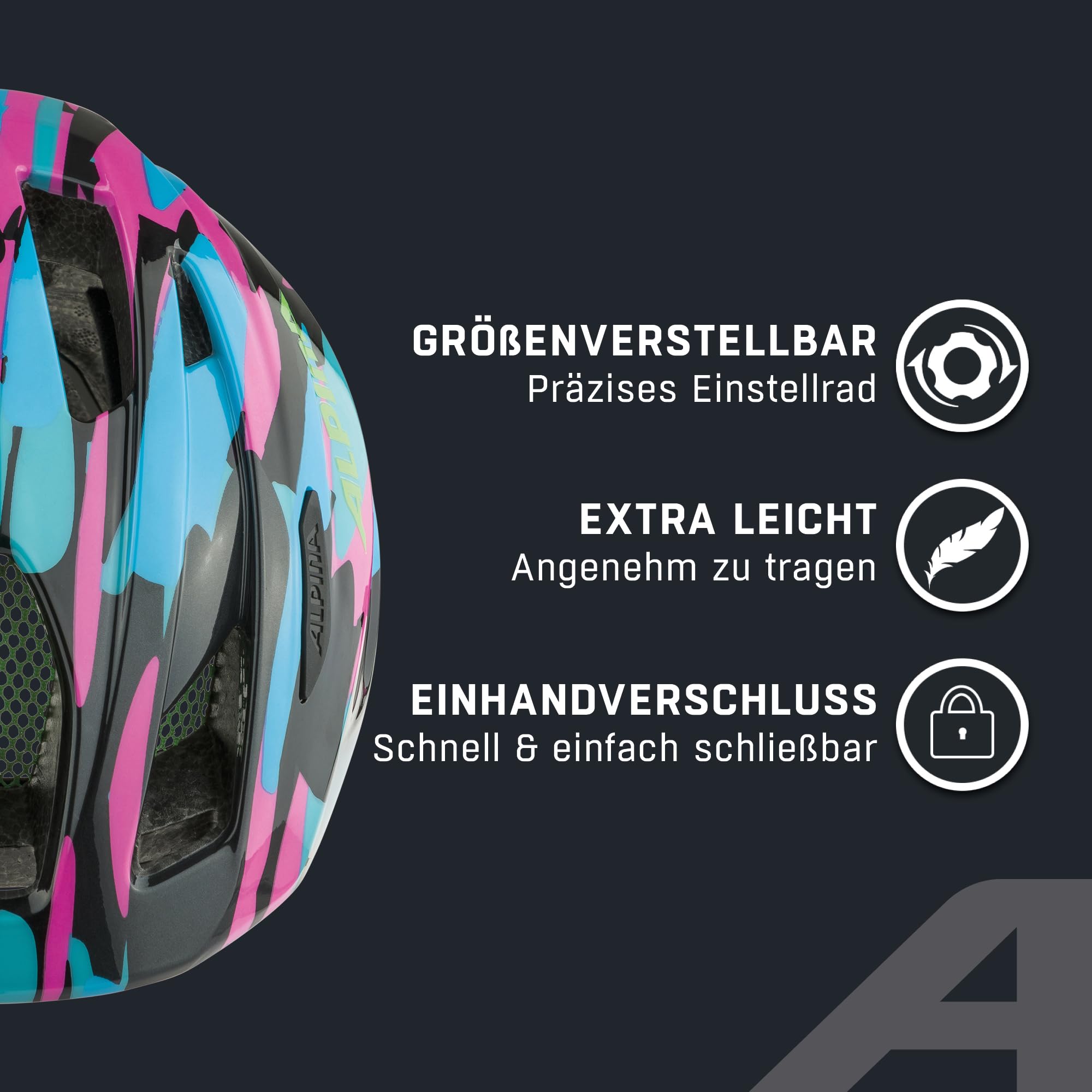 ALPINA Unisex - Dzieci, PICO FLASH Kask rowerowy, neon-blue pink gloss, 50-55 cm