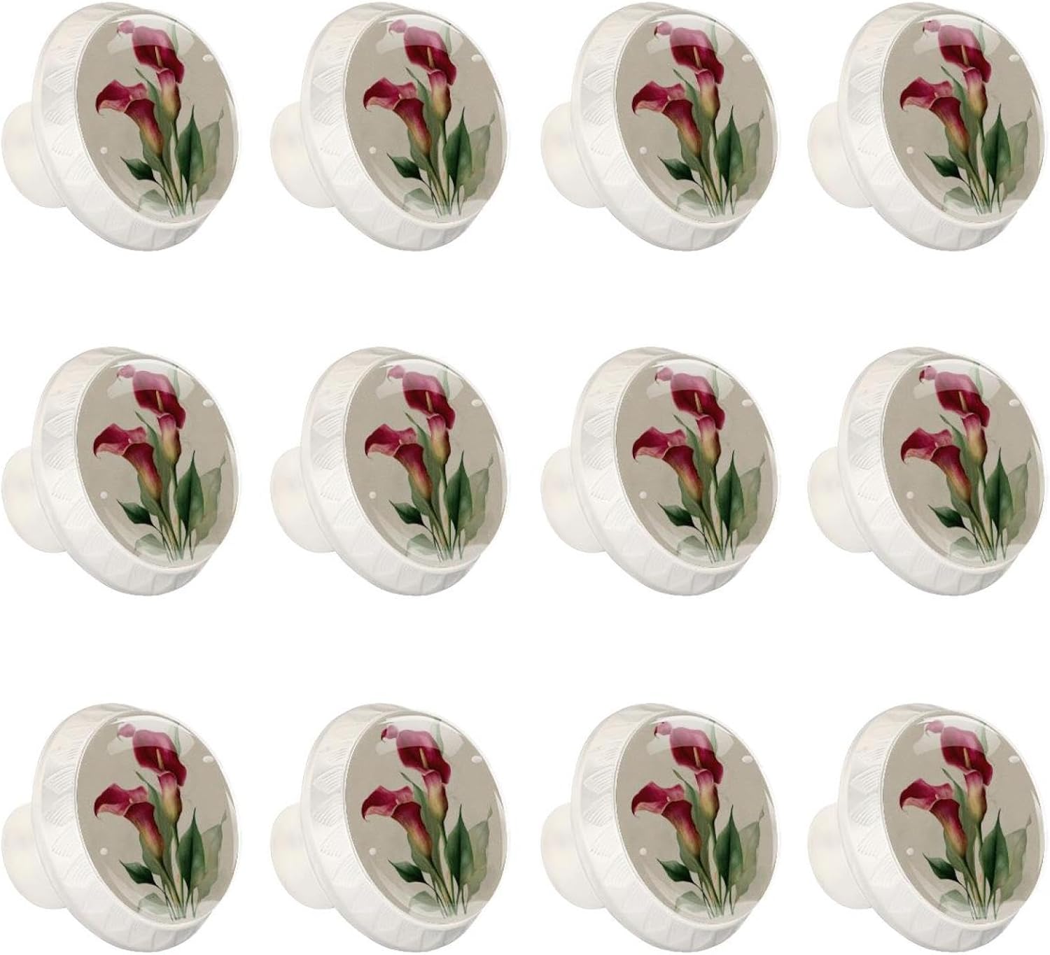 Black Pastorable Flower Calla Lily Vintage Flo (1) Mushroom Cabinet Knobs, Decorative Drawer Pulls with Screws Included for Farmhouse & Modern Home Decor