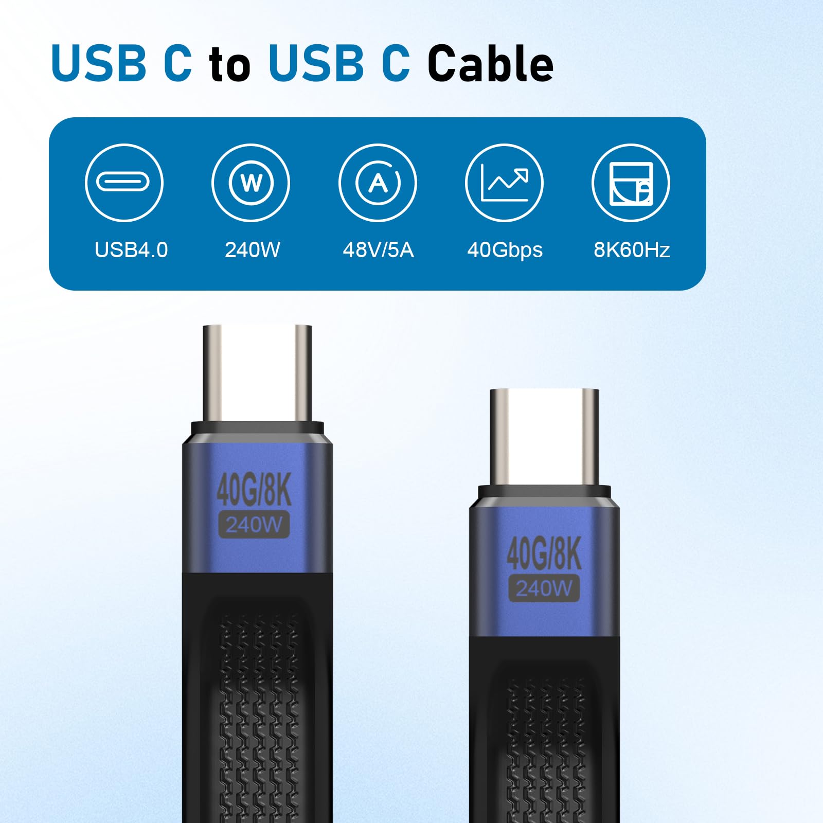 Gbformat Cavo USB C to USB C 240W USB4.0 Compatibile con Thunderbolt 3/4 USB C 40 Gbps Corto Cavo da 13cm Cavo dati per Smartphone, Power bank
