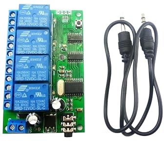 AD22B04 4CH MT8870 Signal Tone Decoder Remote Control Relay Switch 12V DC