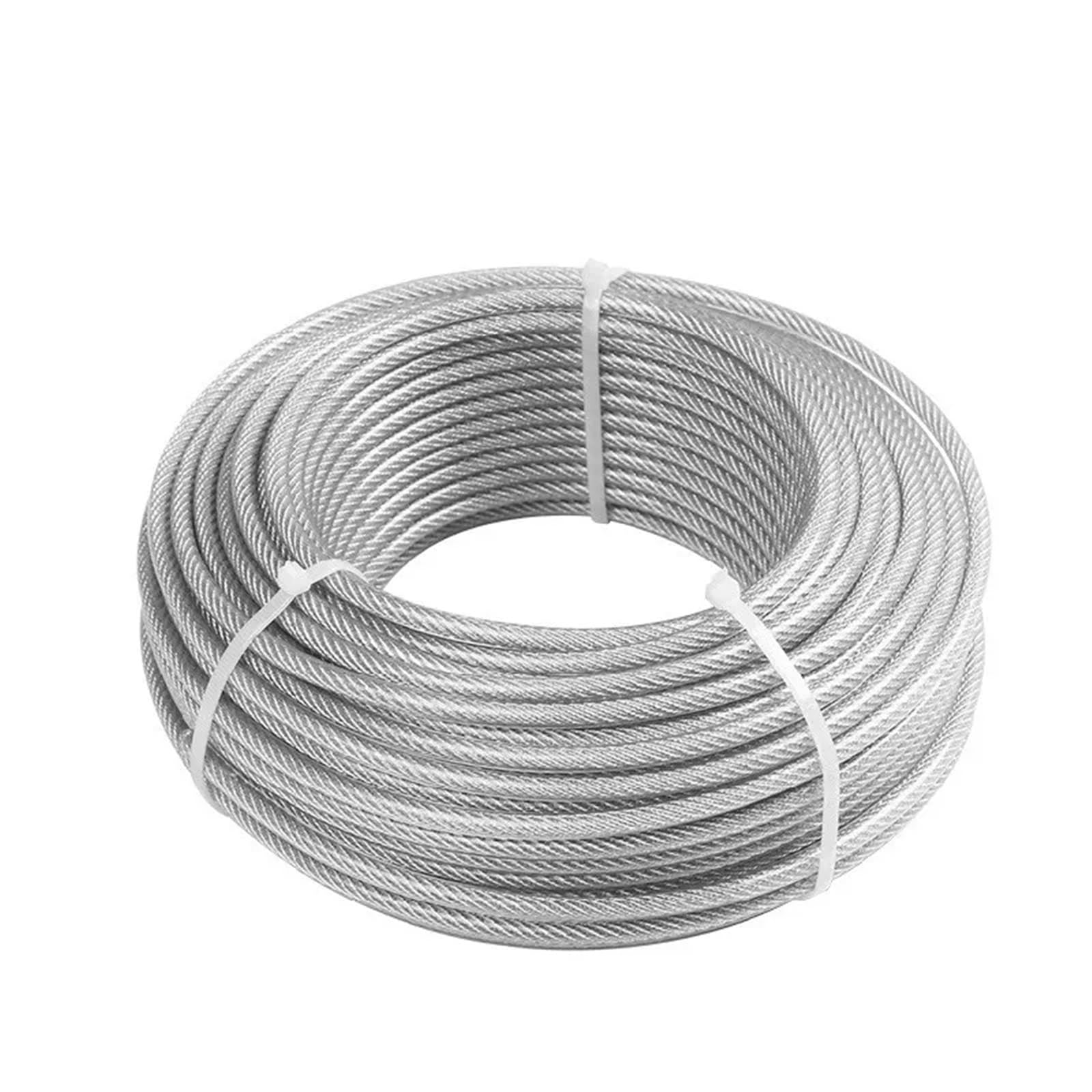 Cavo Acciaio Cavo in acciaio rivestito in PVC, diametro 0,3 mm,5, 1,2, stendibiancheria, inossidabile antiruggine(2 Meter,Diameter 8mm)