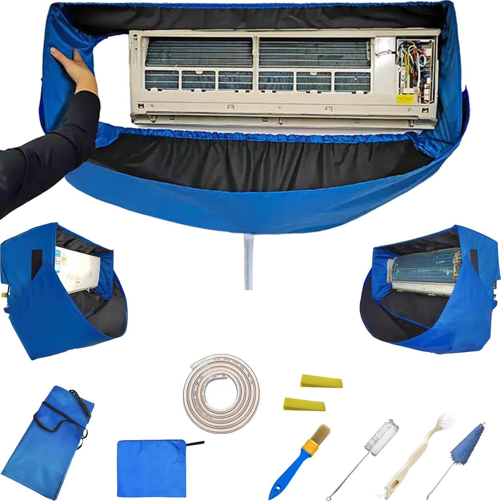 Kit Bâche Nettoyage Climatisation mini split, Couverture Complète Housse de Protection Étanche pour Nettoyage Clim Mural Maison (Grande taille)