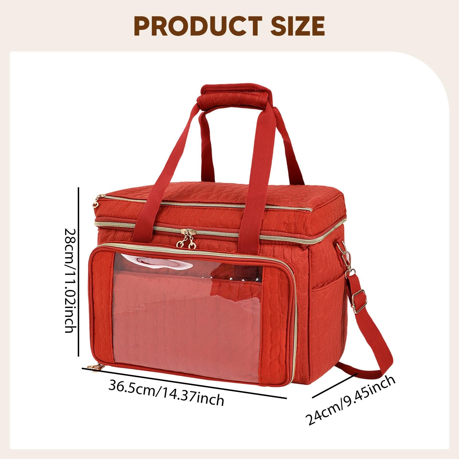 Bolsa de Tejer, Soporte para Guardar Hilo, Elegante Bolsa de Costura, Accesorios, Asa Portátil para Mesa de Parque, Rojo, Individual