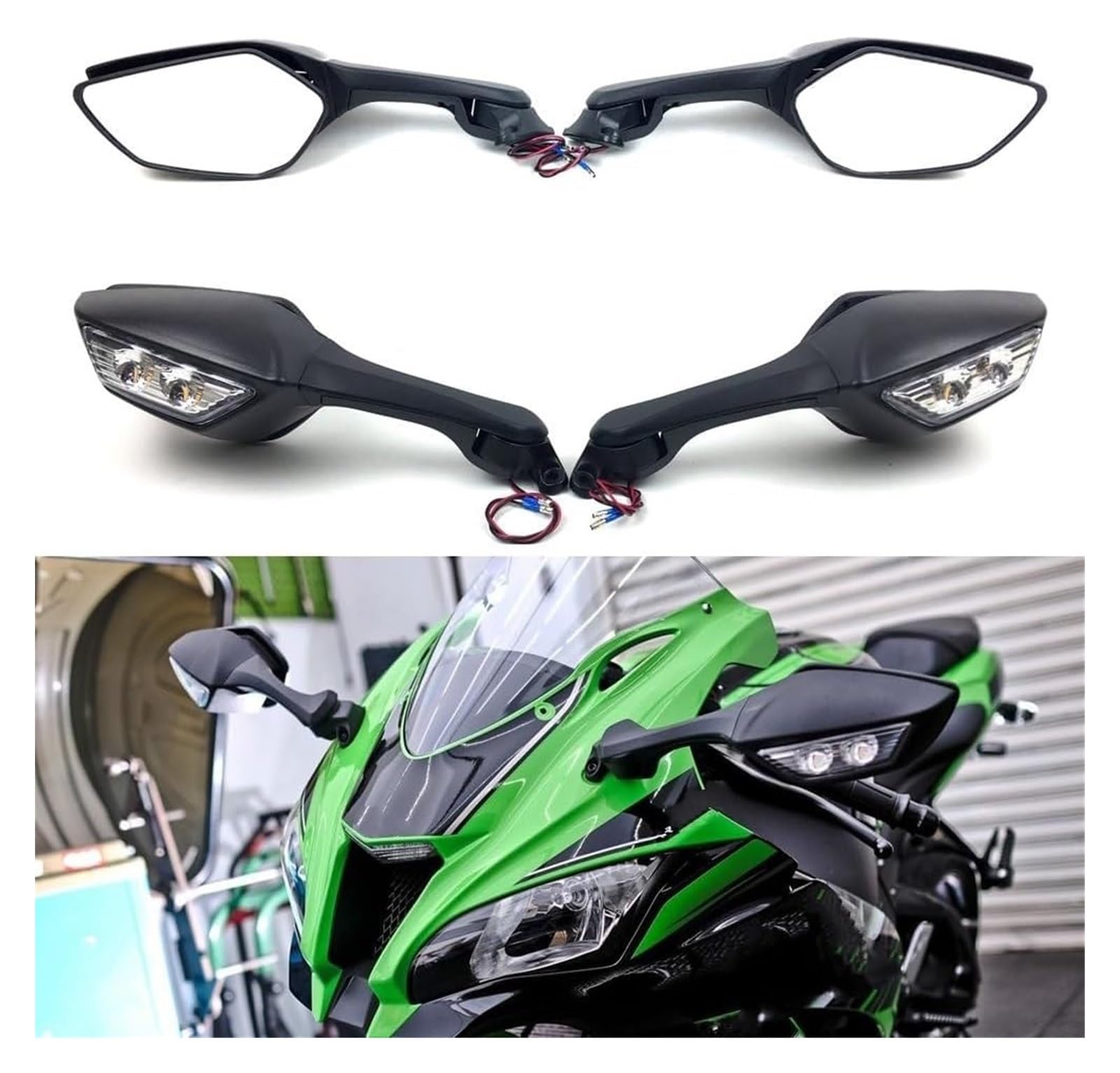 Motocicleta para Ninja ZX10R ZX-10R 2011-2014 2015 Espejo De Motocicleta Señales Luz Giro Espejos Retrovisores Moto Espejo Retrovisor