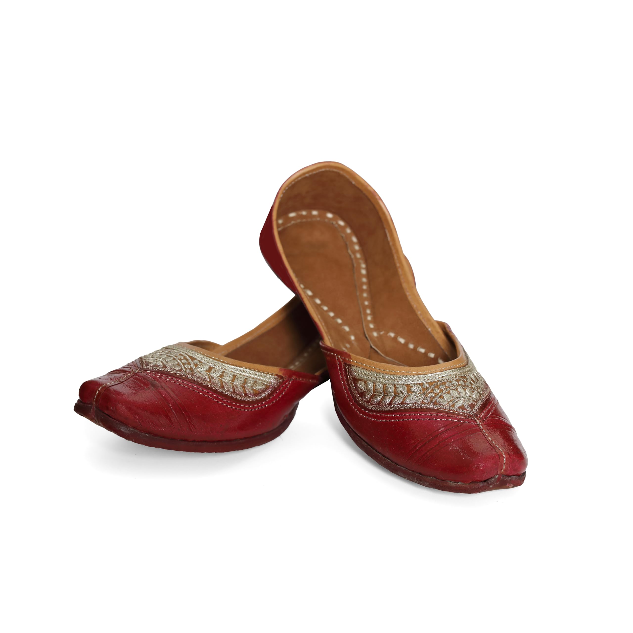 Yash&co. Women's & Girl's Brown Pure Leather Stylish Ethnic Shoes-image-14