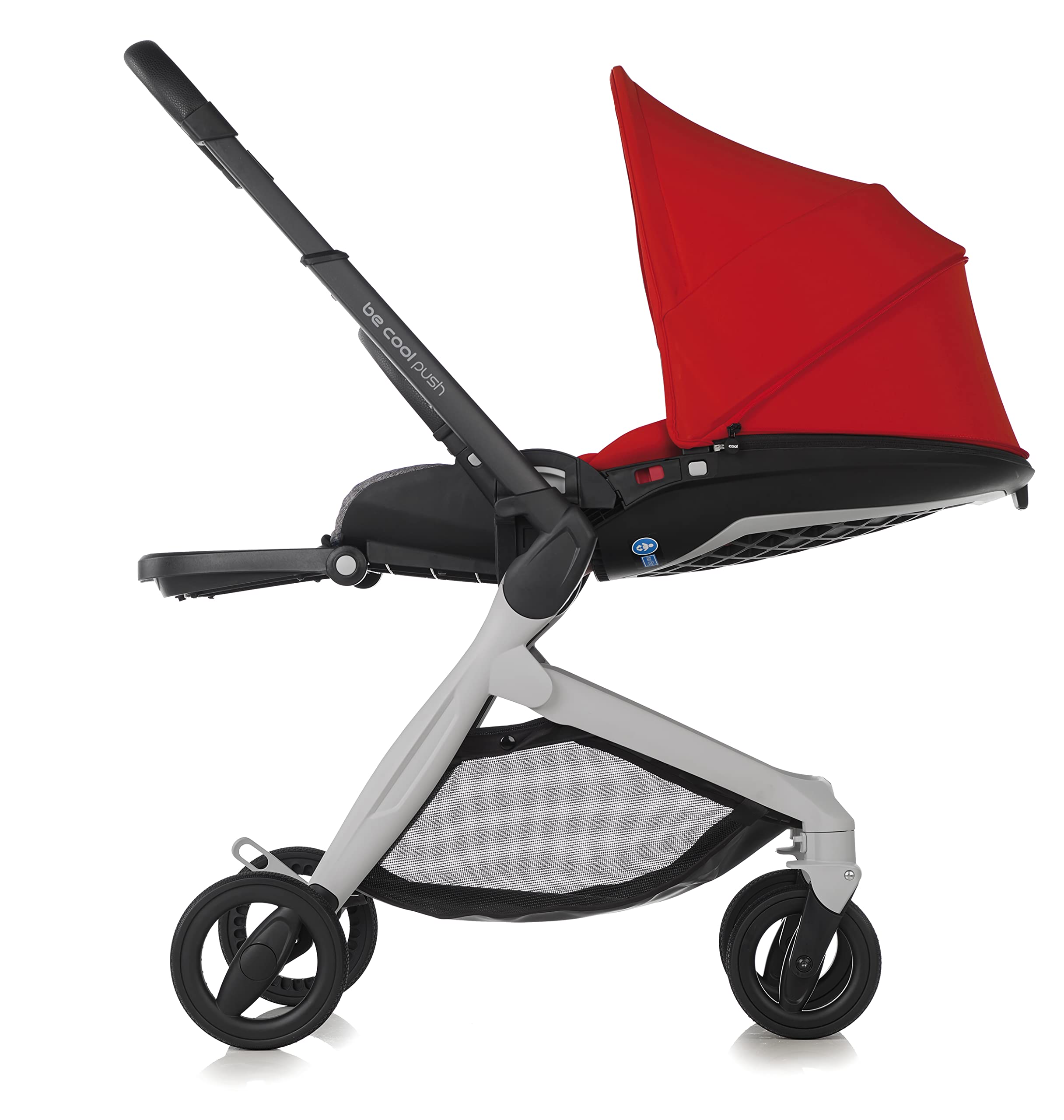 Be Cool Push Passeggino con seduta reversibile, alluminio, chiusura compatta, parapioggia e borsa per il cambio