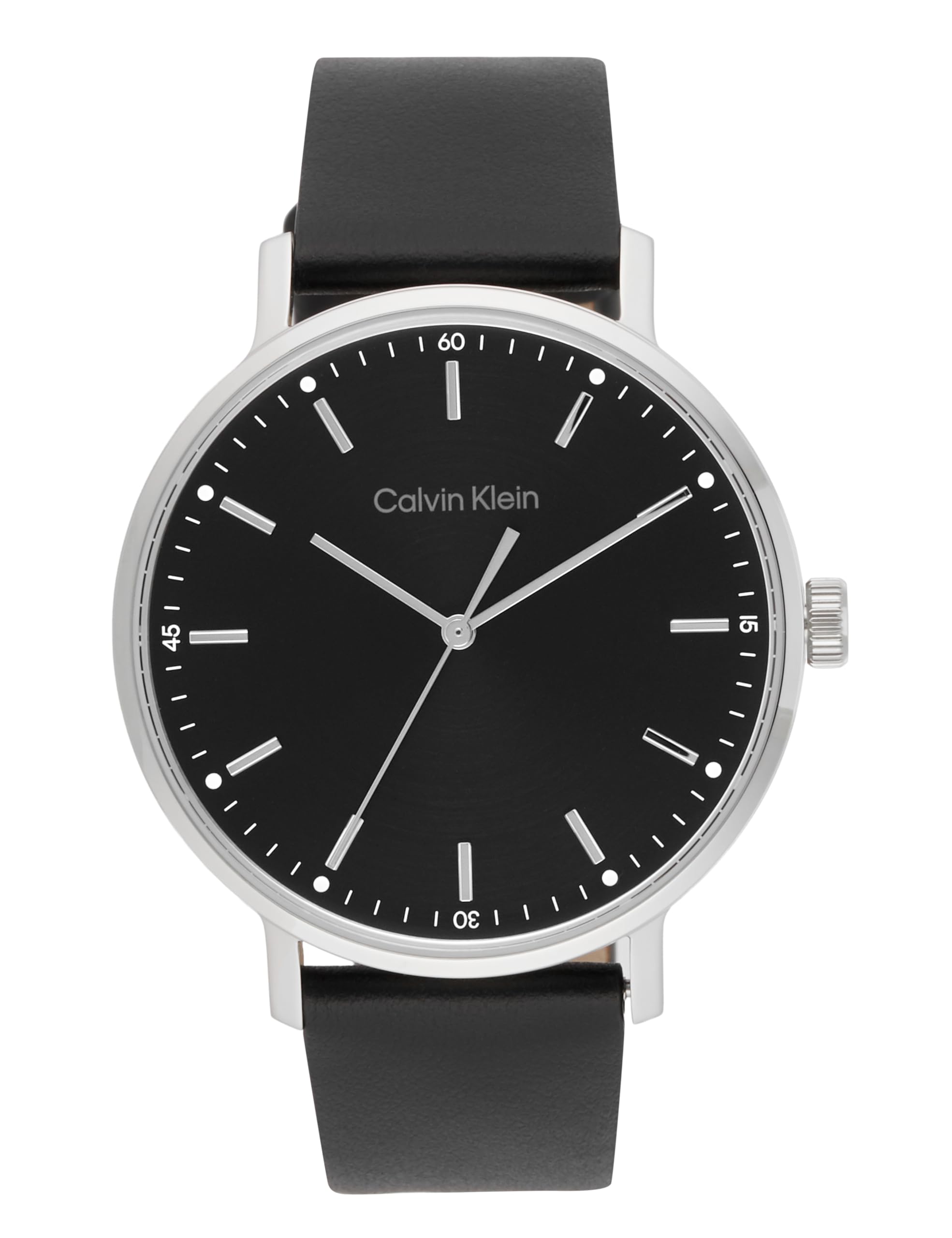 Calvin Klein Analogue Quartz Watch for Men Modern MESH Collection with Black Leather Strap - 25200050