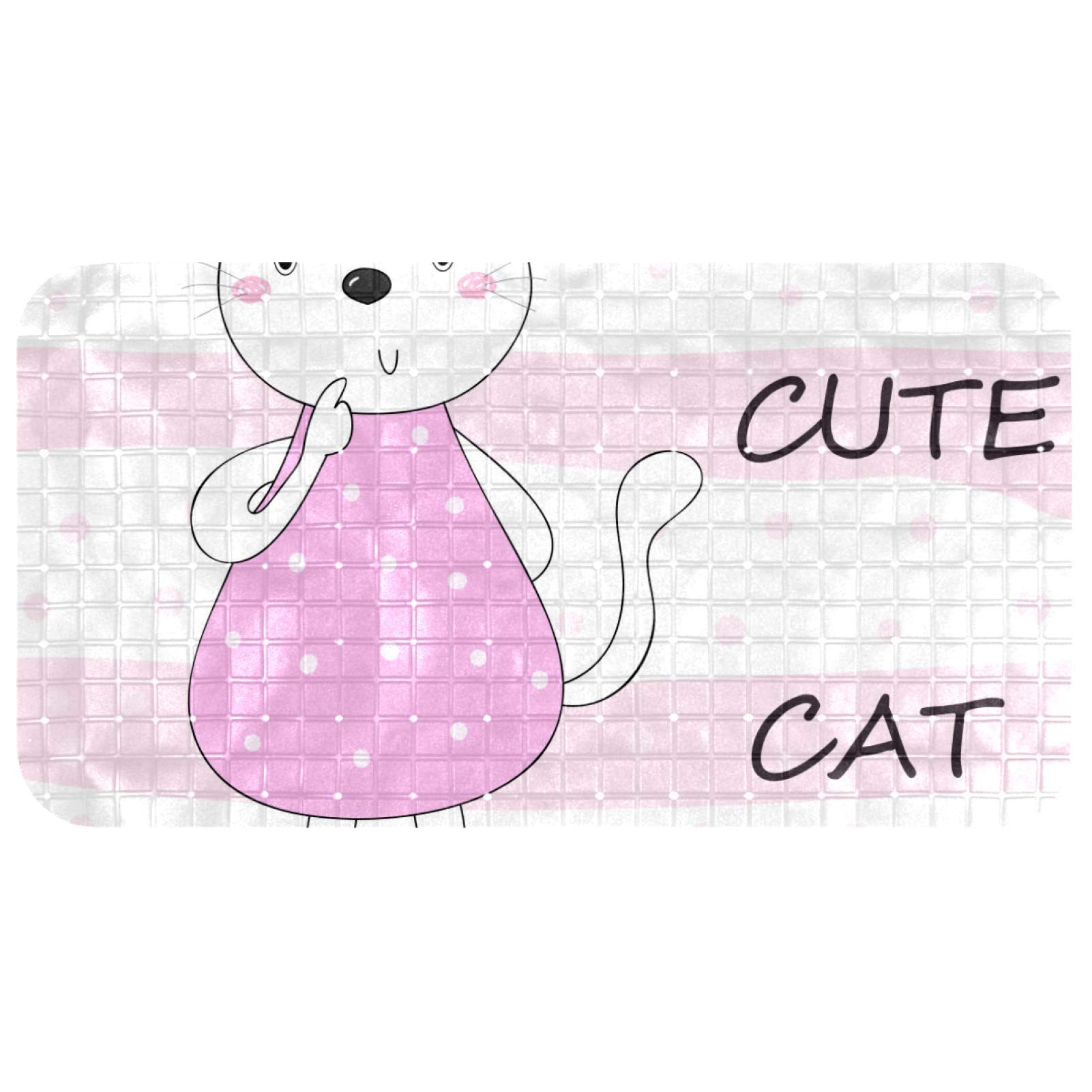 Tapis de bain chat rose Bennigiry 37,5x68,5 cm antidérapant pour douche
