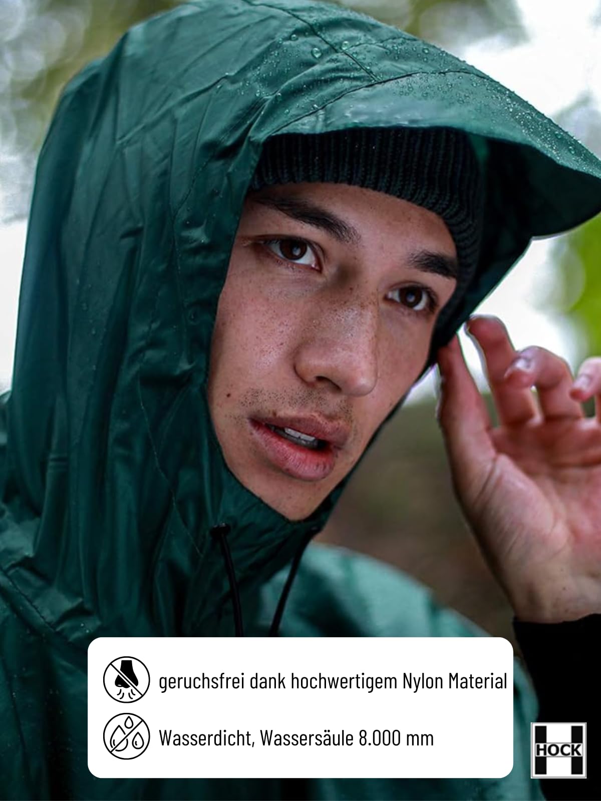Hock - Poncho Impermeabile, Olive, X/XL
