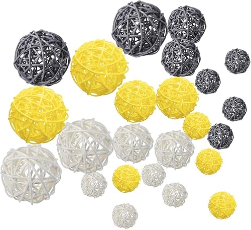 Kubert Bolsa de bolas de mimbre de ratán, jardín, boda, manualidades decorativas de fiesta, adornos de casa, rellenos de jarrón, esferas naturales,