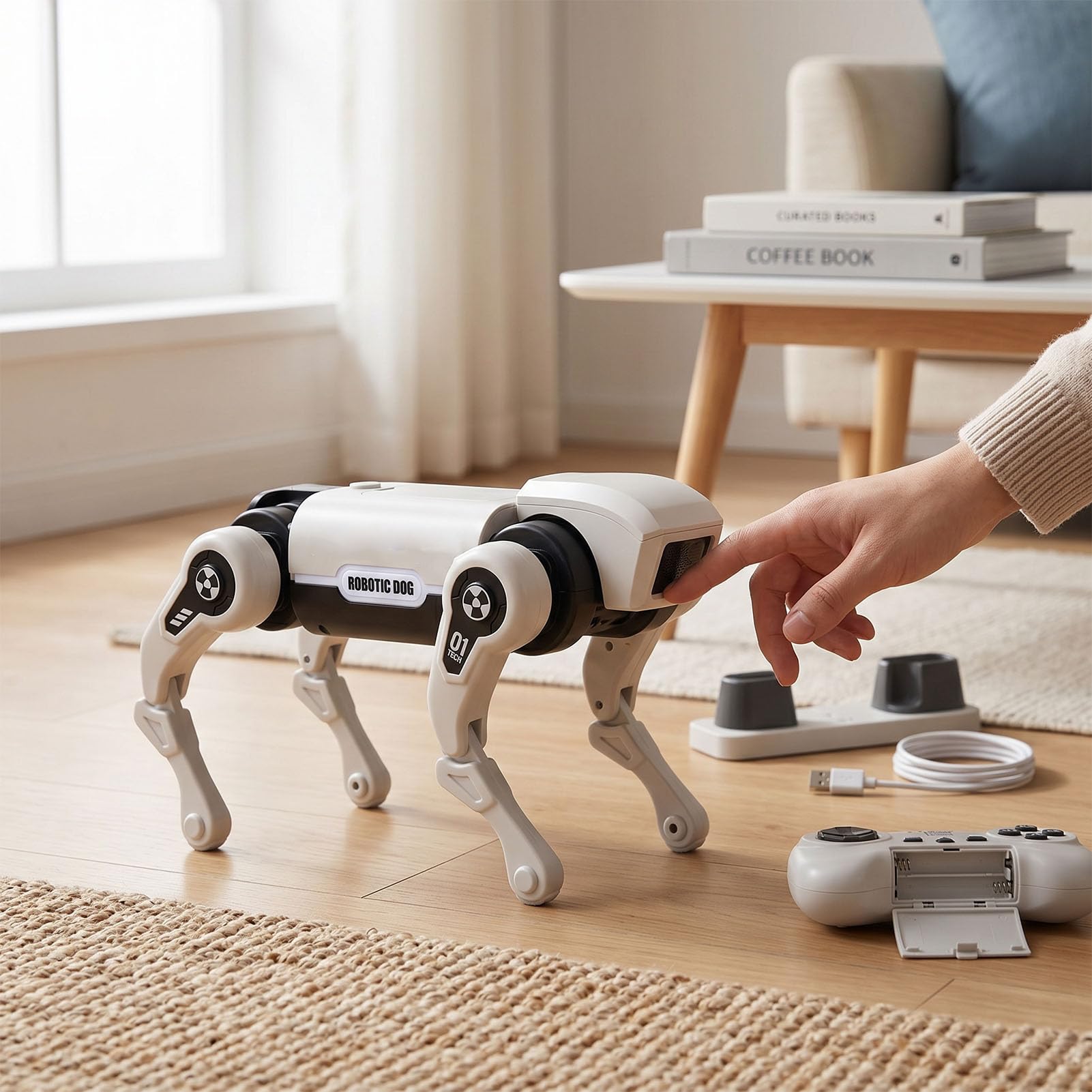 Alomejor Cane Robot Intelligente AI, Giocattolo di Programmazione Interattivo a Comando Vocale con Telecomando per Bambini, Che Incoraggia la creatività e L'apprendimento