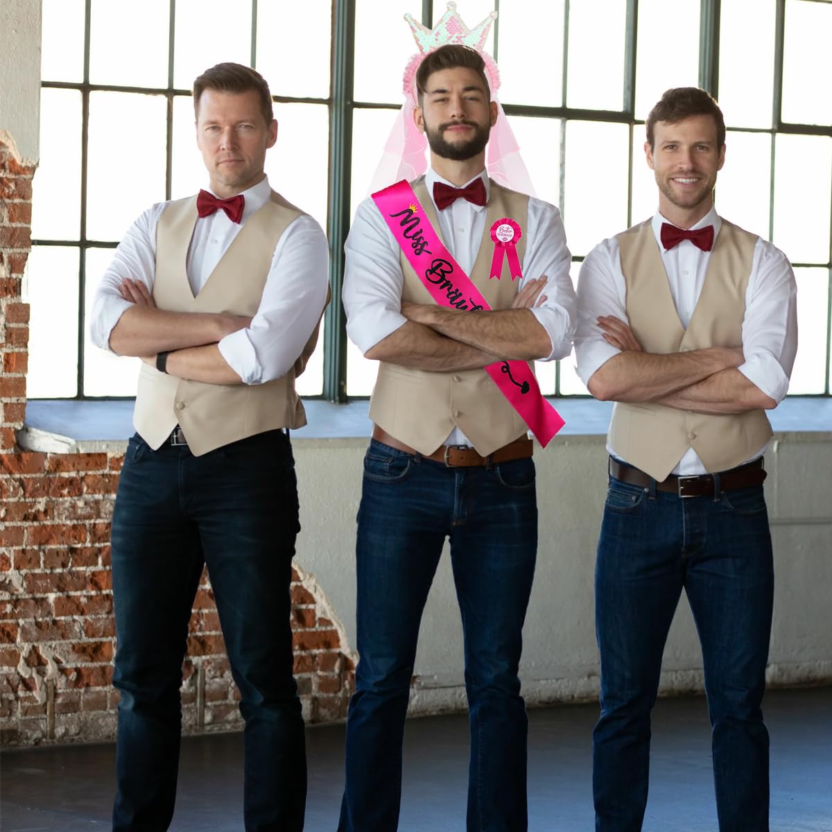 JGA Kostüm-Set Für Männer – Inkl. Krone, Schleier, Schärpe, Tüllrock & Abzeichen – Lustiges Party-Outfit