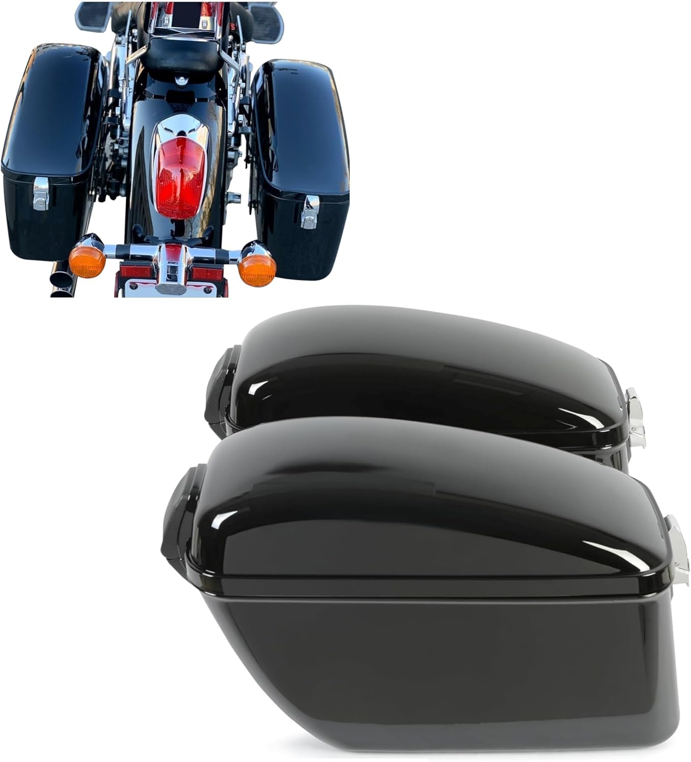 ECOTRIC Large 60L Motorcycle Hard Saddle Bags W/brackets Compatible With Harley Davidson Dyna Softail Sportster Honda Suzuki Kawasaki Yamaha Cruiser Shadow Vulcan Universal Saddlebags Luggage Trunk