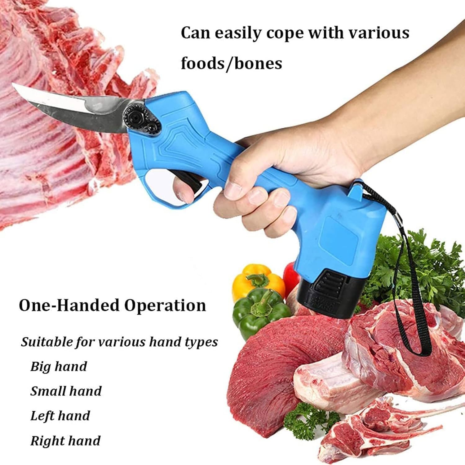 Tijeras deshuesadoras inalámbricas, eléctricas para cocina, con batería de 7500 mAh, encuadernación de acero inoxidable, doble protección, para alimentos, aves, rapaces, cangrejos y mariscos.