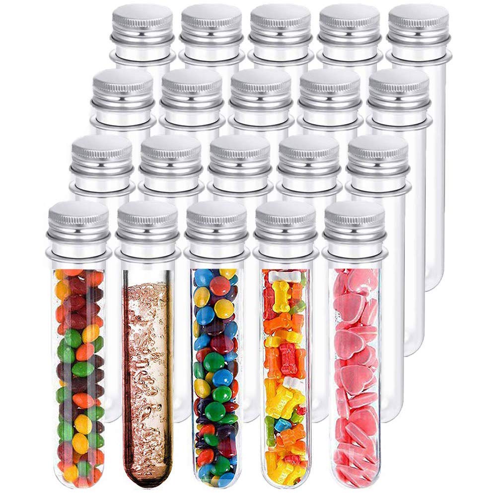 20 PCS 100ML Test Tubes with Screw Caps Clear Plastic Test Tubes for Scientific Experiments Candy Storage, Bath Salt Vials, Hot Cocoa, Bridal Shower, Baby Shower, Wedding(33x159MM)