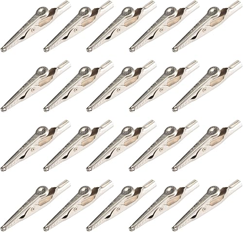 Bettomshin 55 pinzas de cocodrilo de metal de 1.969in, abrazaderas de resorte de cocodrilo niqueladas, línea de prueba, clip de cocodrilo para