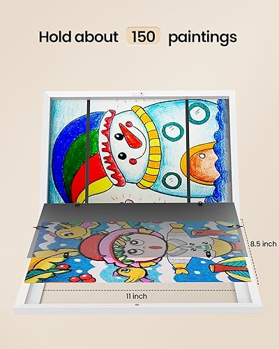Miniatura 6 de BAIJIALI Paquete de 2 marcos de arte blancos para niños, marcos de arte para niños, exhibición intercambiable de 8.5 x 11 pulgadas con paspartú o de