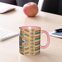 Vista 8 de Taza de té grande, taza única tribal, patrón de tribu secreta azteca india, bohemio, 11 onzas, regalos personalizados, naranja y verde azulado